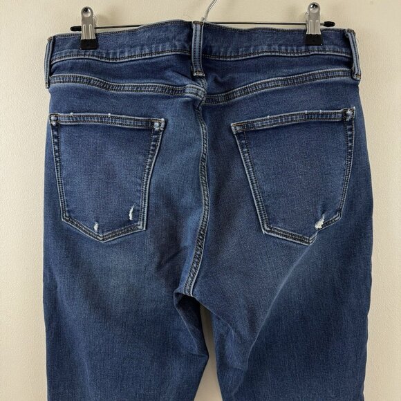 Old Navy Men's Slim Built In Flex Jeans Medium Blue Wash Size 34 X 34 Distressed - Picture 5 of 13